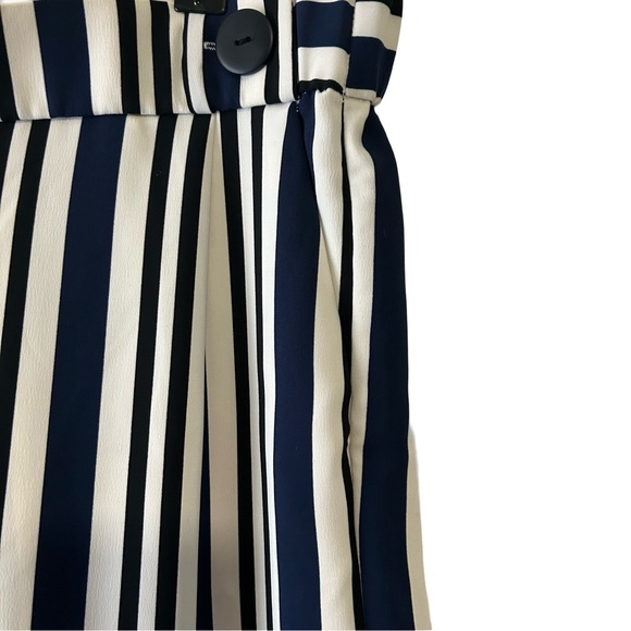 Women's Zara TRF Collection Navy & White Striped Cropped Wide-Leg Pant Size M - Picture 8 of 10